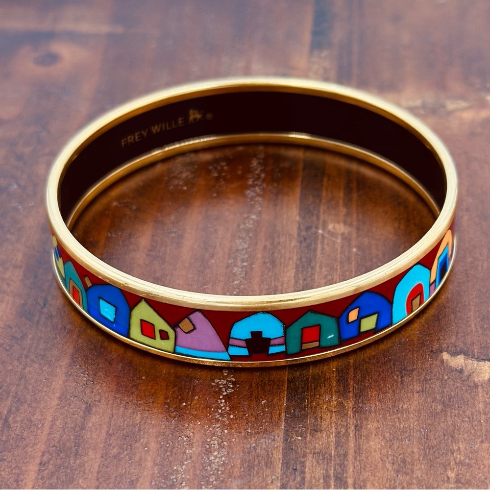 Authentic Frey Wille 24K Gold Plated Enamel Bangle
